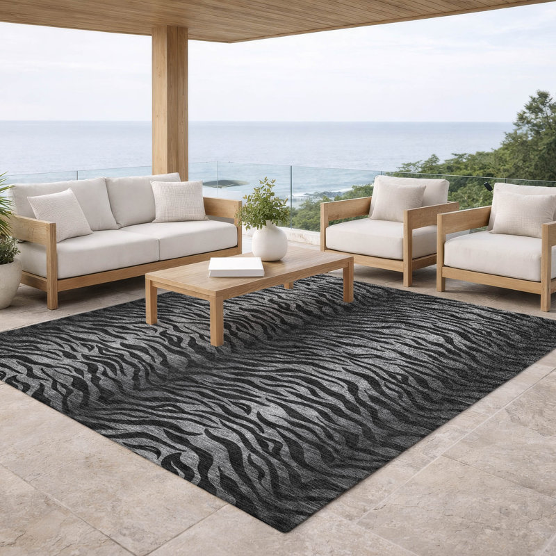 Tapis intérieur / extérieur lavable à la machine Chantille ACN2925, Noir, 9 pi x 12 pi