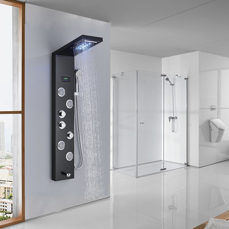 44.48'' Shower Panel with Fixed Shower Head, Matte Black