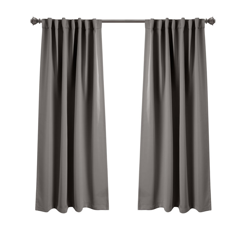 Panneaux de rideaux thermiques et occultants de couleur unie avec languette de suspension arrière Lush Decor, Gris foncé
