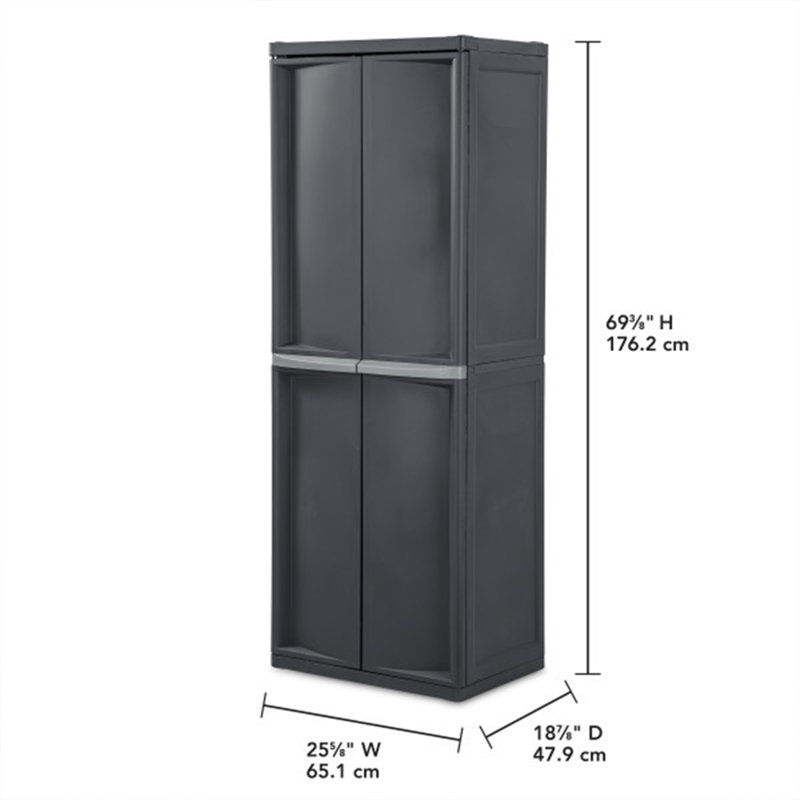 Sterilite Adjustable 4-Shelf Storage Cabinet With Doors, Gray 01423V01