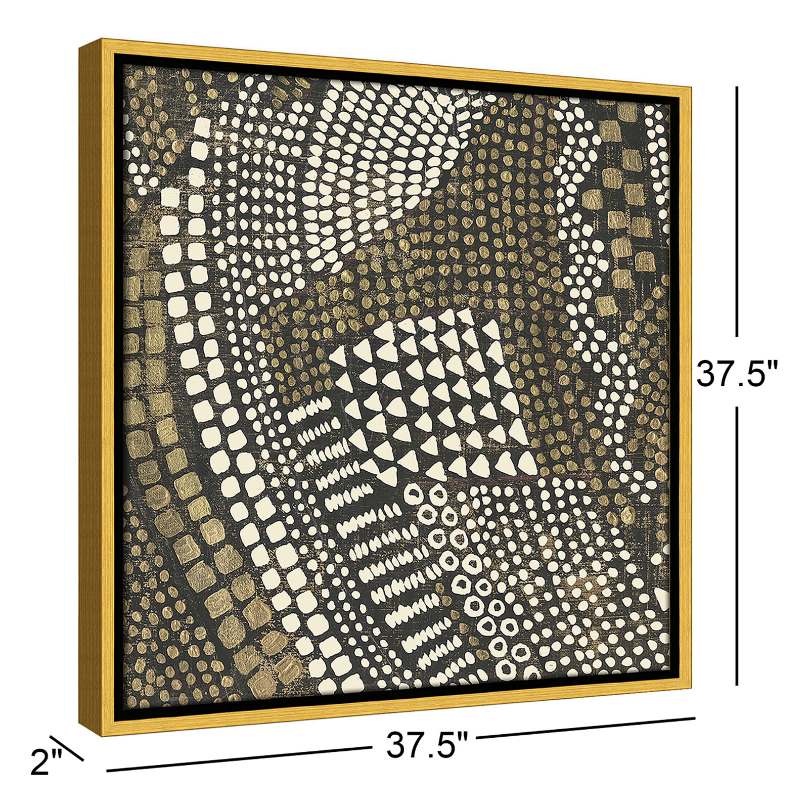 Bergen "Reaching Gold III" Painting, 37.5" H x 37.5" W x 2" D, Gold Framed