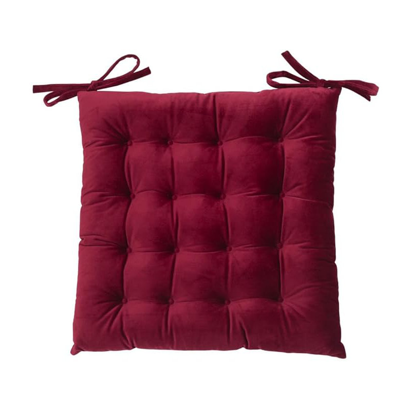 Velvet with Ties Strap 16 Stitch Comfortable Chair Pad Cushion, Teal