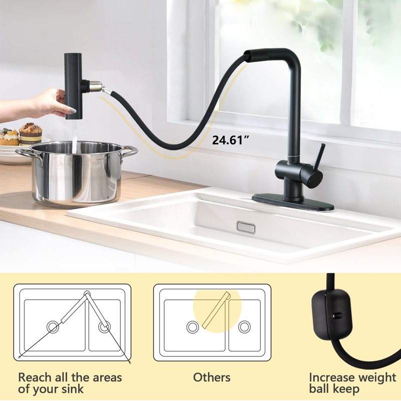 RENIST Pull Down Kitchen Faucet, Matte Black