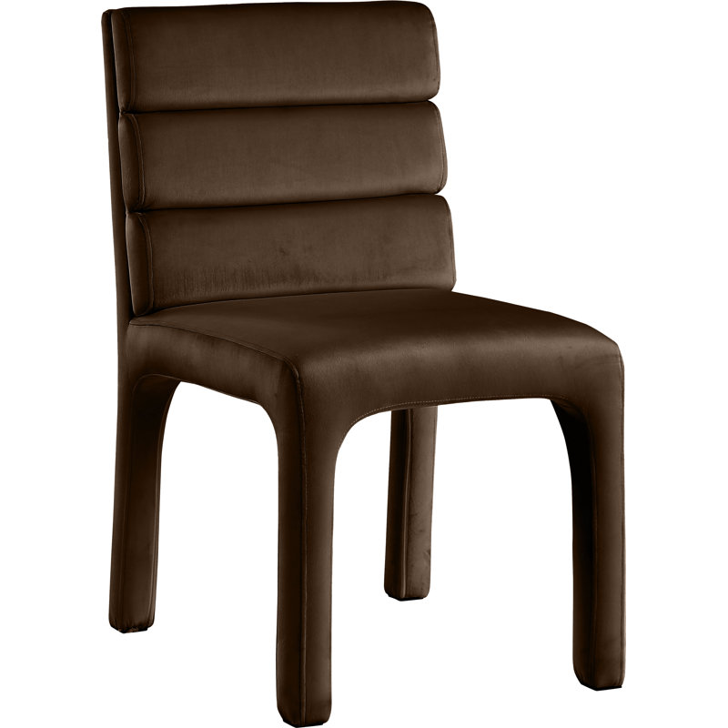 Chaise d'appoint en velours capitonné Kai, Velours brun