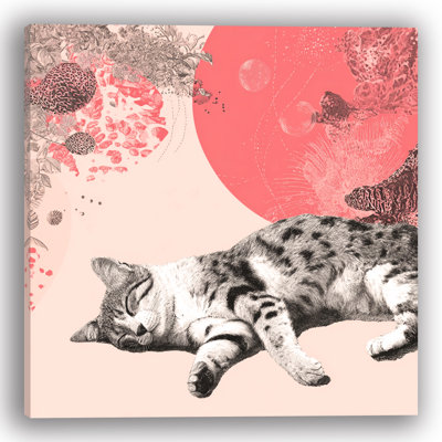 «Dreaming Tabby in Coral Garden», art mural sur toile tendue