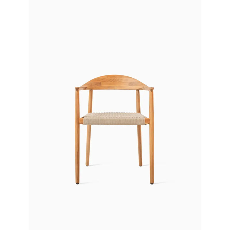 Fika Dining Armchair Untreated Teak Flax Rope