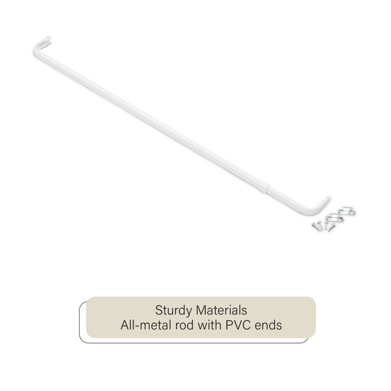 Fantasia Adjustable White Metal Single Curtain Rod, 48"-86"