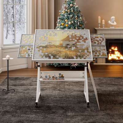 1500 Pieces Jigsaw Puzzle Metal Table Board For Adults Gift With 4 Trays