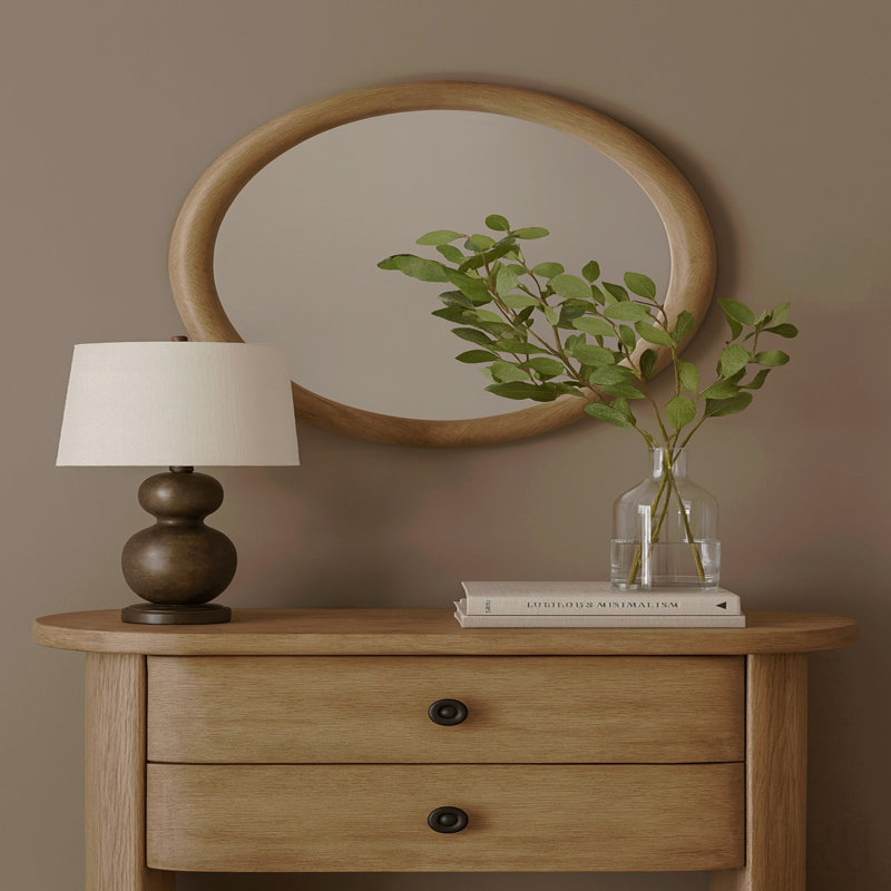 Miroir rond English Oak