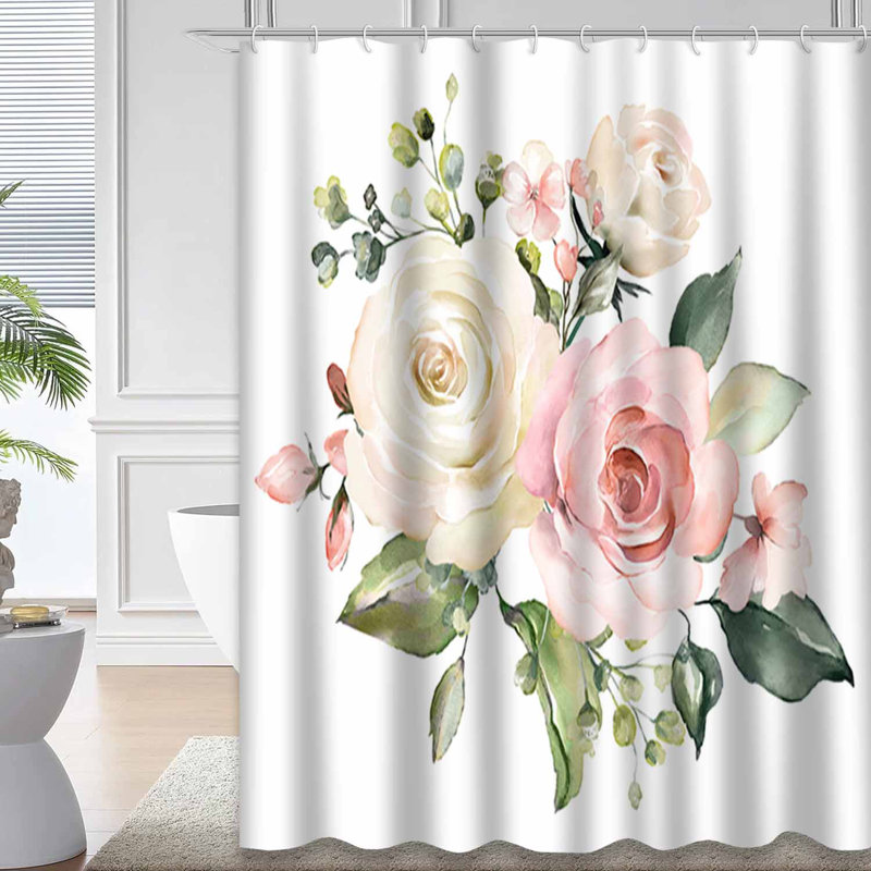 Rideau de douche imperméable à motif floral à motif floral à 12 crochets, L 72 po x l 78 po