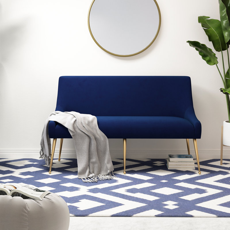 Fleener 53.94'' Velvet Loveseat, Navy