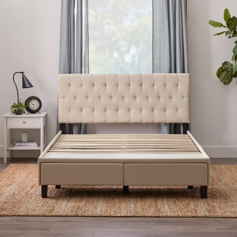 Alisea Tufted Upholstered Low Profile Storage Panel Bed