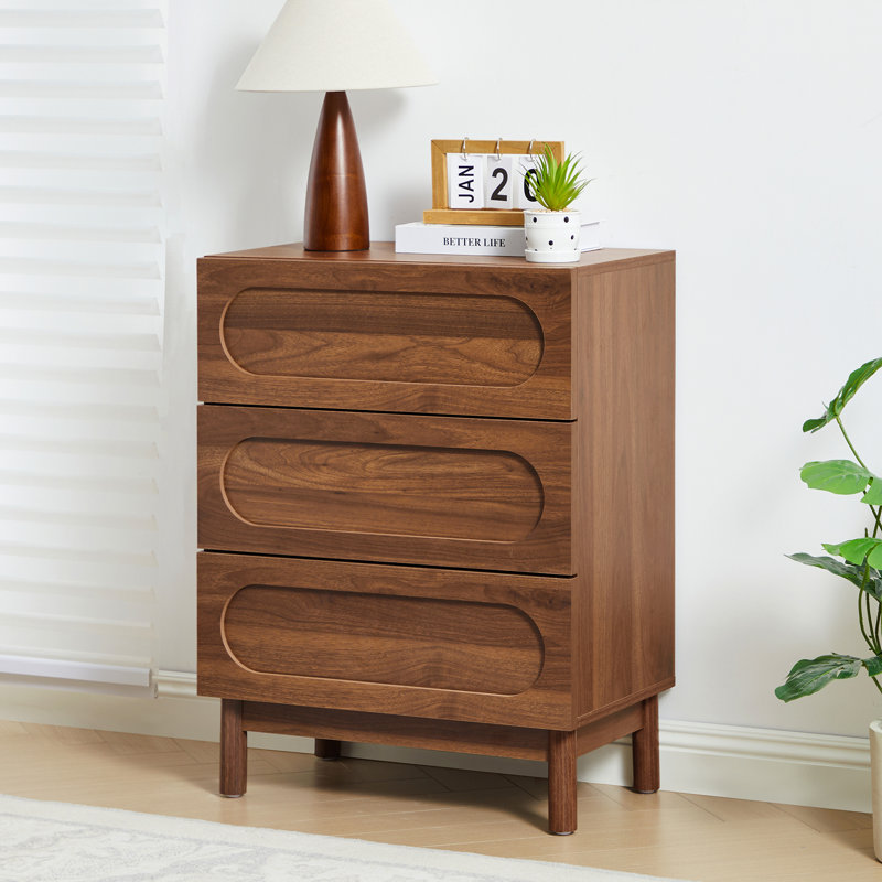 Carreiro 3-Drawer Dresser, 23.6"w Nightstand, Natural