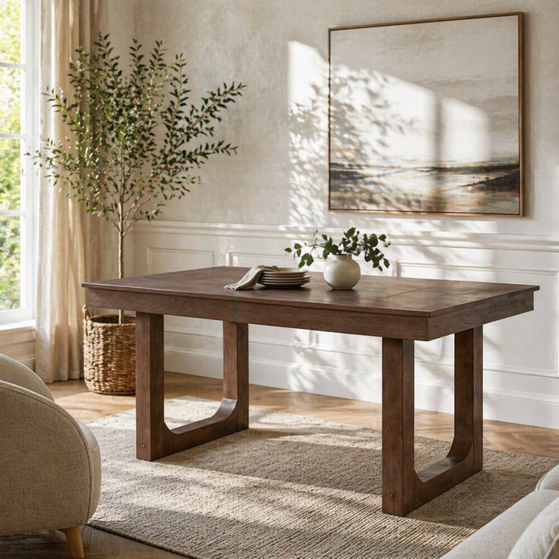La table de salle à manger extensible Farmhouse, Noyer