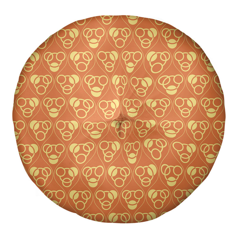 Coussin de sol classique à motif de cercles et de vagues, 26 po x 26 po, Orange/jaune