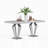 7-Piece Dining Set with Marble-Print Tabletop and Upholstered Chairs – Velvet & PU Options, Stainless Steel Legs-765196919