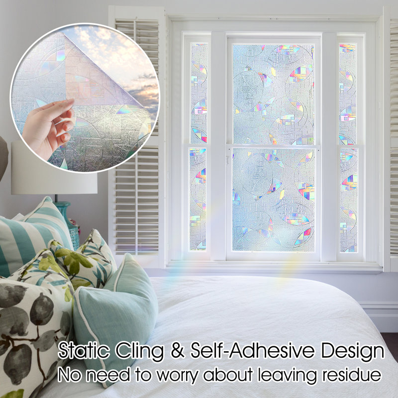 Rainbow Effect Vinyl Privacy Window Film with Irregular Prism Patterns
