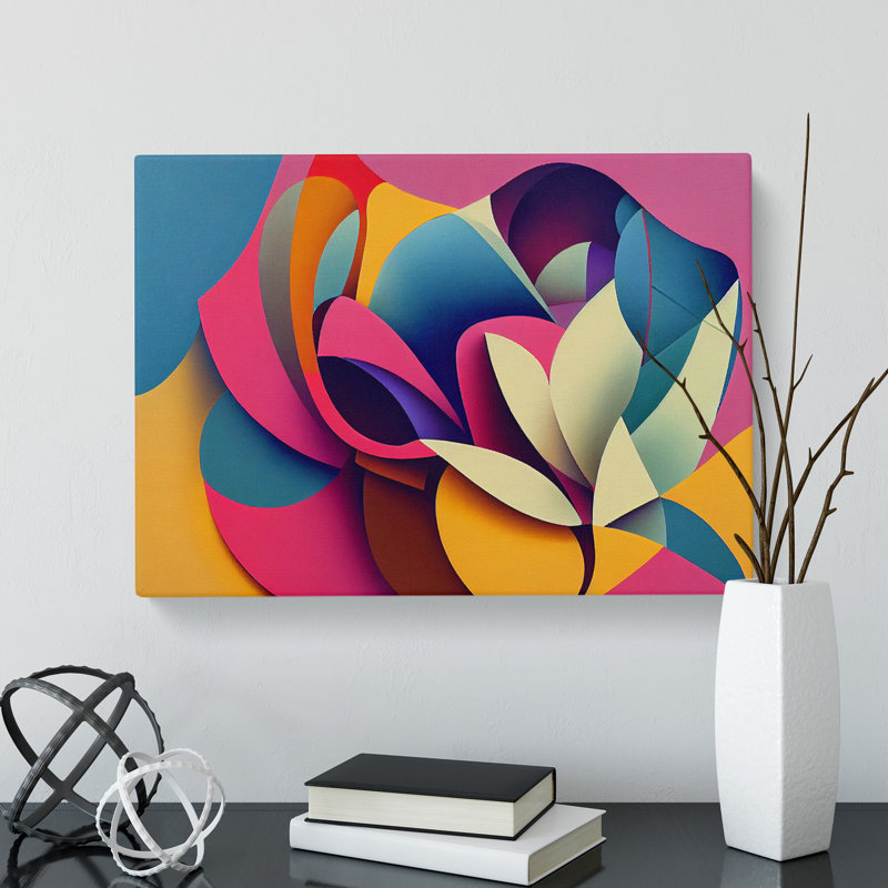 Riveting Abstract Flowers - Wrapped Canvas Painting, 35cm H x 50cm W x 3cm D