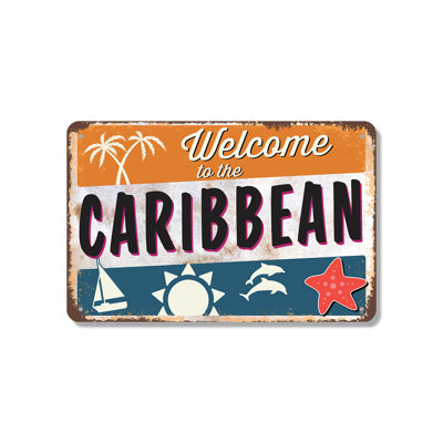 Panneau de bienvenue en aluminium 7 po x 10 po Welcome To The Caribbean
