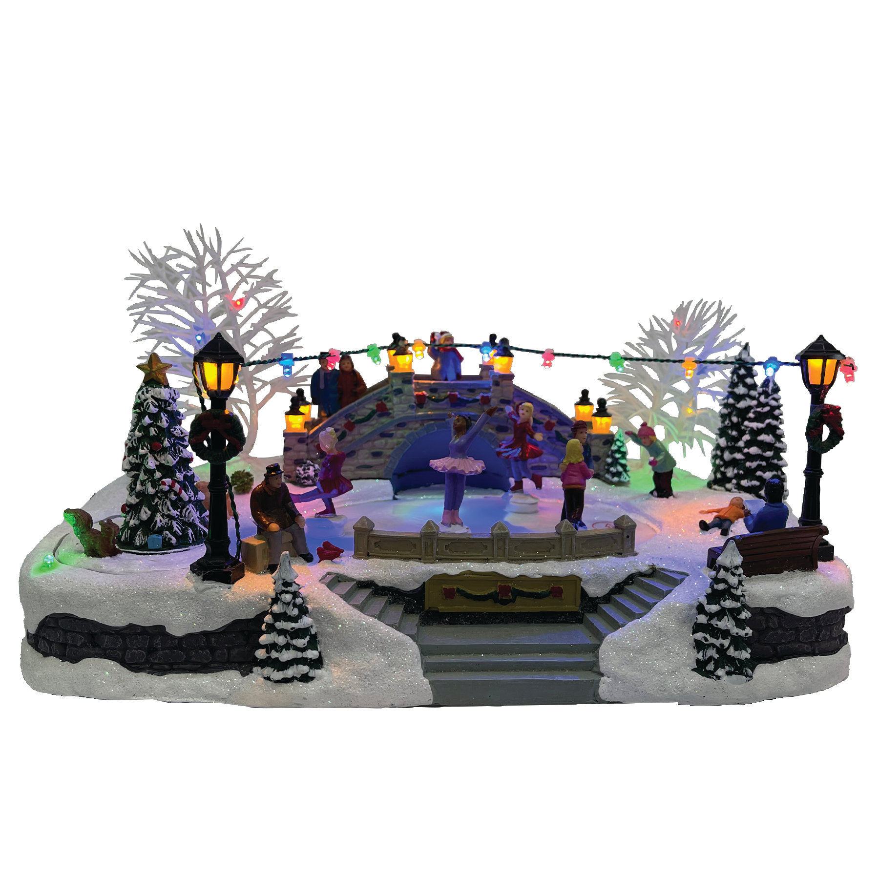 The Holiday Aisle® Animated Christmas Village Accessory Light Up Ice  Skating Rink Wayfair