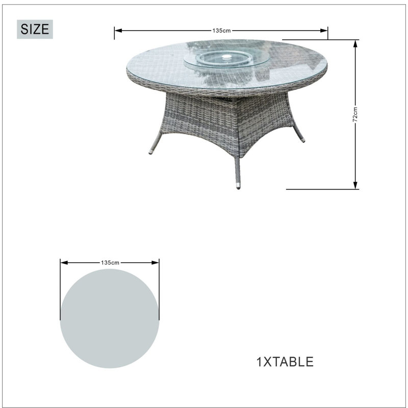 Round Outdoor Dining Set With Cushions, Gray, 6