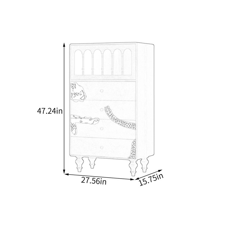 Armoire de rangement avec quatre tiroirs et une porte