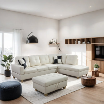 Yuga Faux Leather L-Shaped Sectional