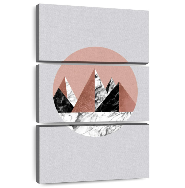 Alvord Pink Geometric Mountain Scenery, 50" H x 32" W