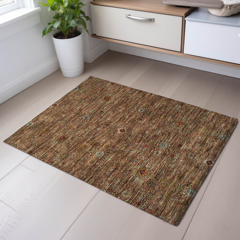 Premium Machine Washable Ducote AMF1130 Global Rug, Rectangle 1'8" x 2'6"