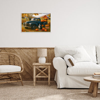 Autumnal Farmland Collie Dog Framed Giclee, design by Tom Crehan