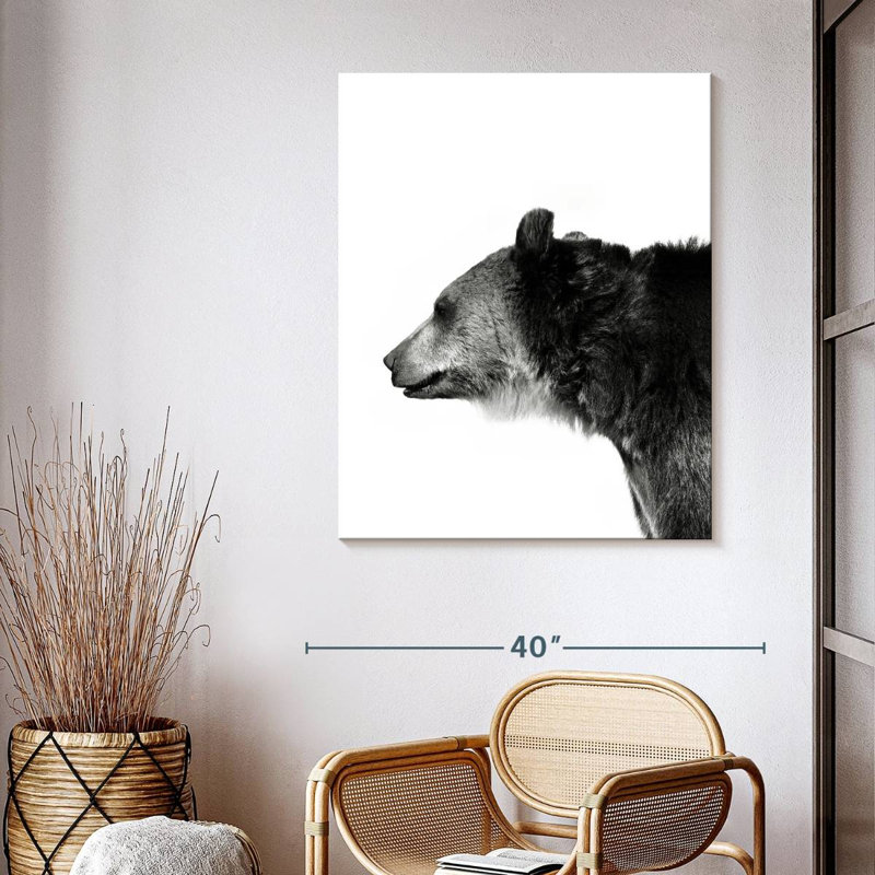 Tête d'ours monochrome, H 40 po x l 32 po x P 1,25 po