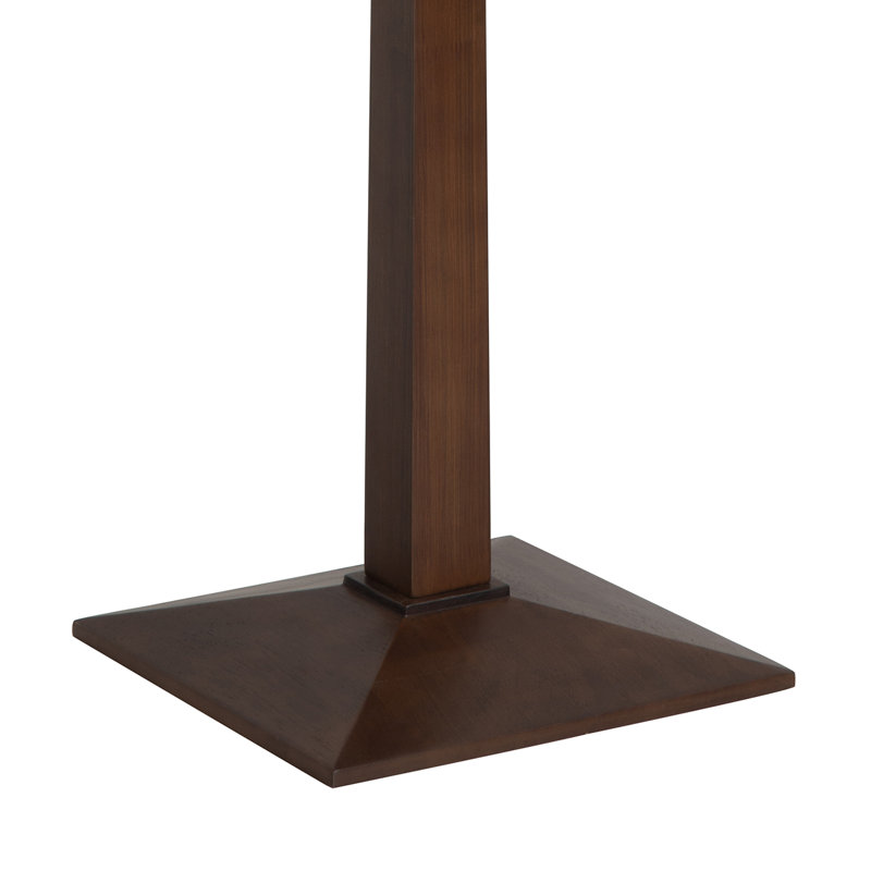 Taper Floor Lamp - Dark Walnut Wood Finish, Weathered Brass, White Linen Shade, Dimmer