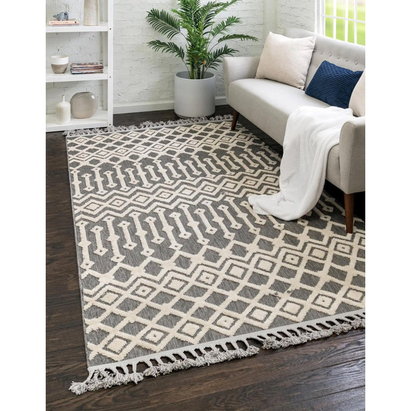 Tapis de couloir contemporain de couleur beige et gris Britnie, Rectangle 7 pi 10 po x 10 pi