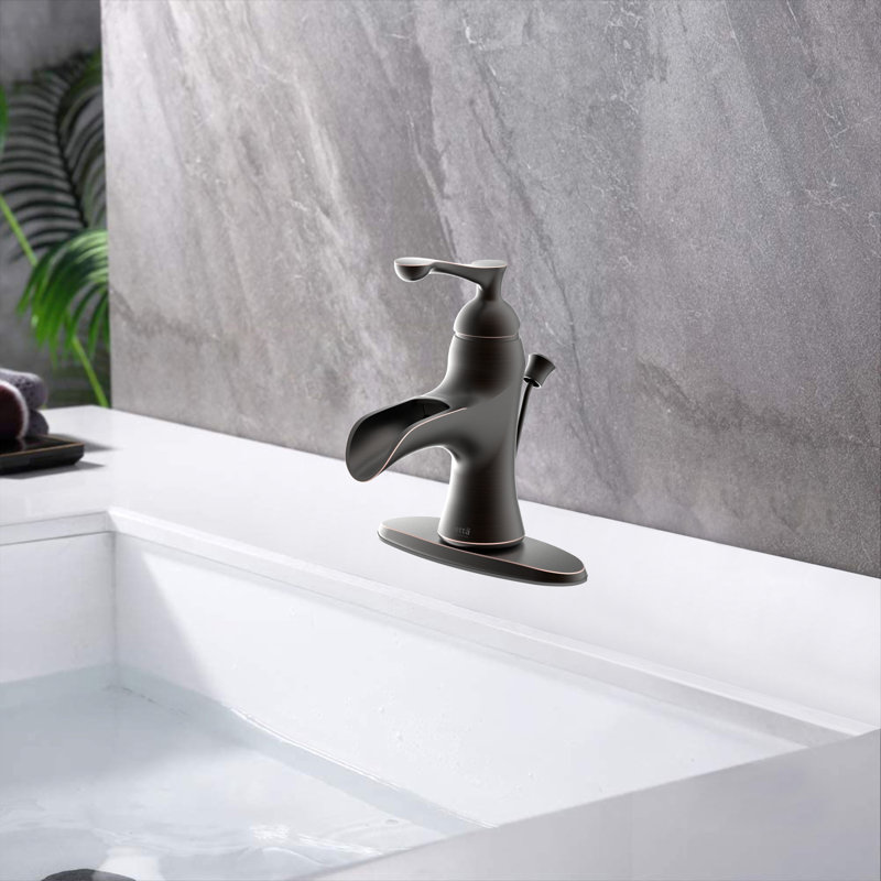 Single-handle Bathroom Faucet with Drain Assembly, Matte Black