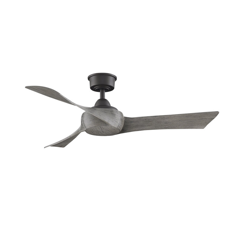 Wrap Custom 48 inch Indoor/Outdoor Ceiling Fan - Black with Weathered Wood blades, Black, Weathered Wood