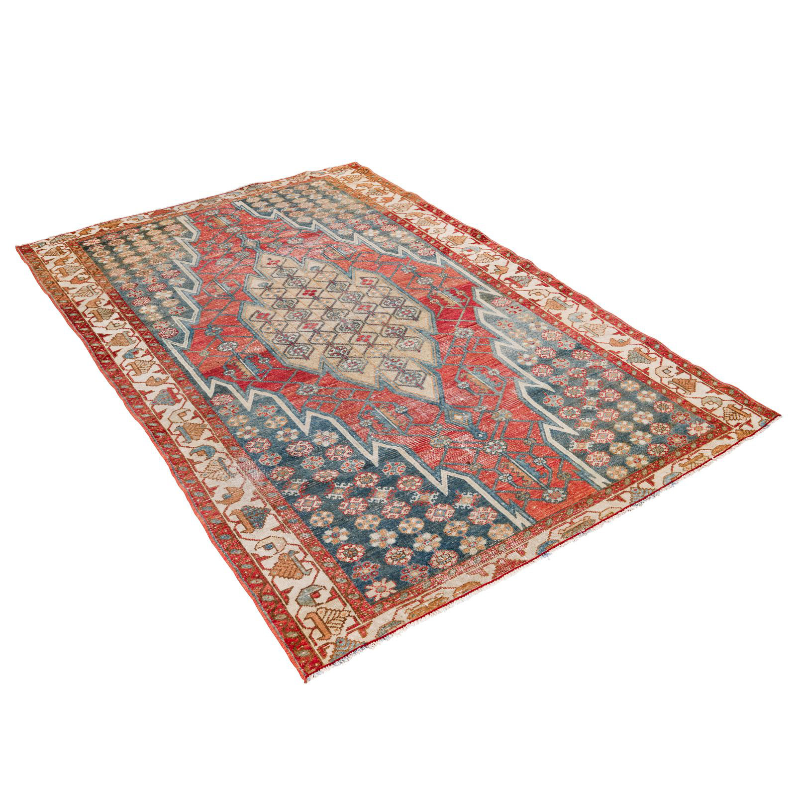Home and Rugs One-of-a-Kind 4'1'' x 6'2'' 1990s Area Rug in Red/Blue ...