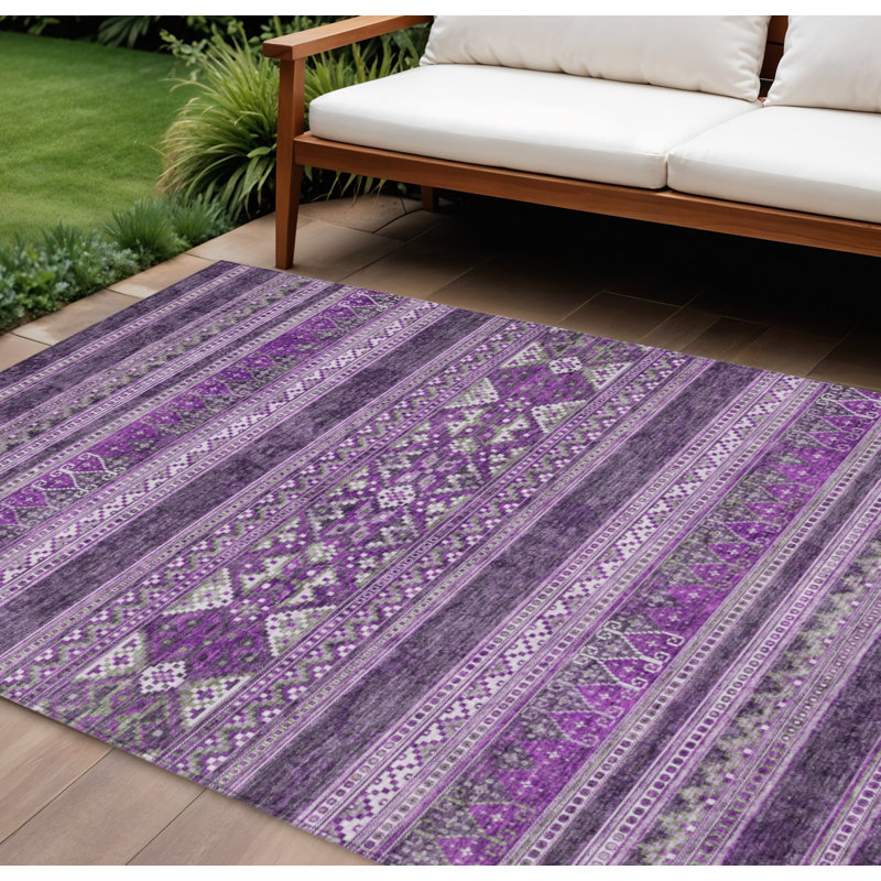 Tapis intérieur / extérieur gris lavable 10 pi x 14 pi Southwestern