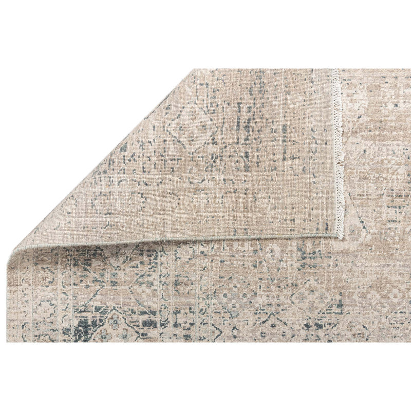 Handmade Silk and Wool Abstract Area Rug, Rectangle 6' x 9'