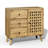 Vintage Wooden Storage Cabinet With Basket Weave Wooden Door & 3 Drawers