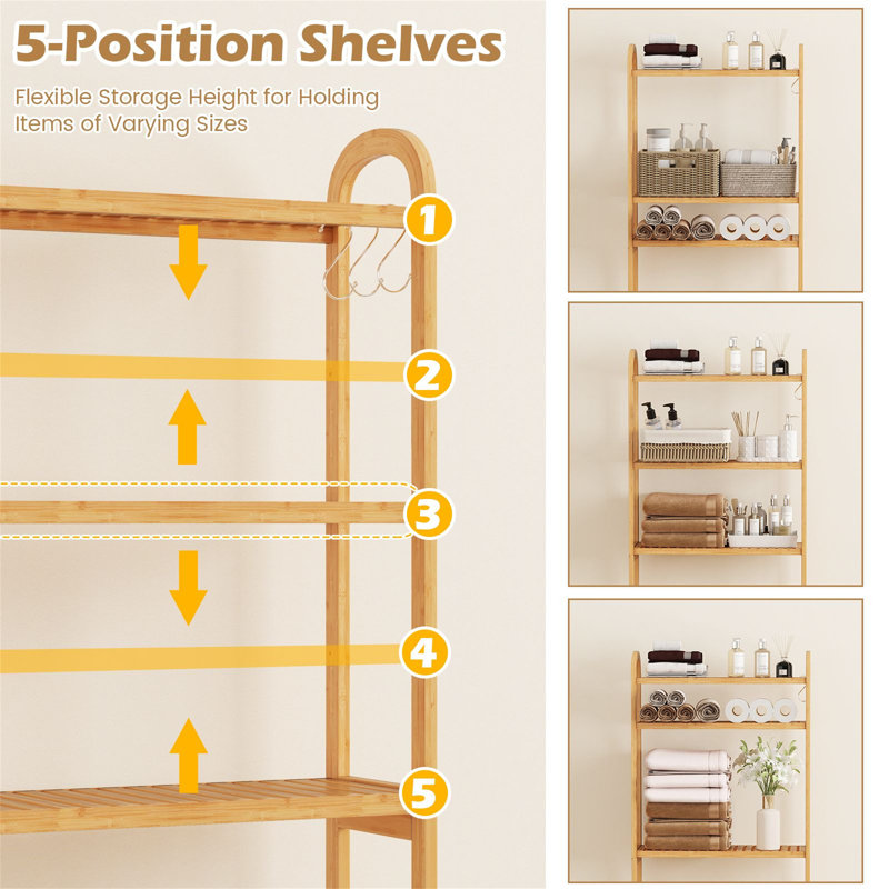 Bamboo Freestanding Over The Toilet Storage
