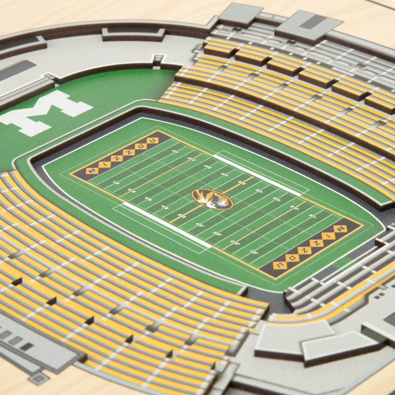 Missouri Tigers 3D Stadium Wall Art in Natural Wood Frame