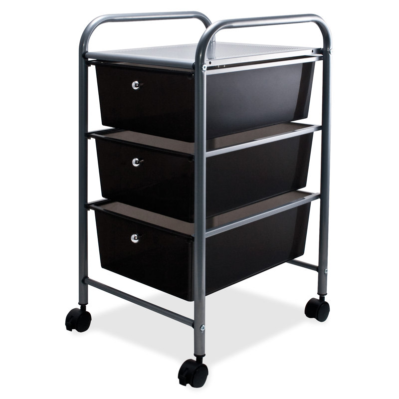 Advantus Black Metal 3-Drawer Rolling Organizer Cart