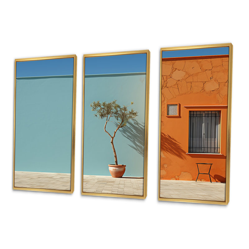 Ensemble de salon mural Minimalisme, Cadre flottant doré, H 28 po x l 36 po x P 1 po