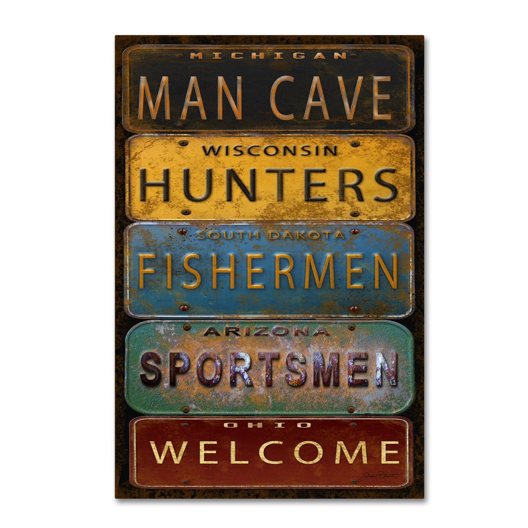 'License Plates Man Cave' Textual Art on Wrapped Canvas Millwood Pines 