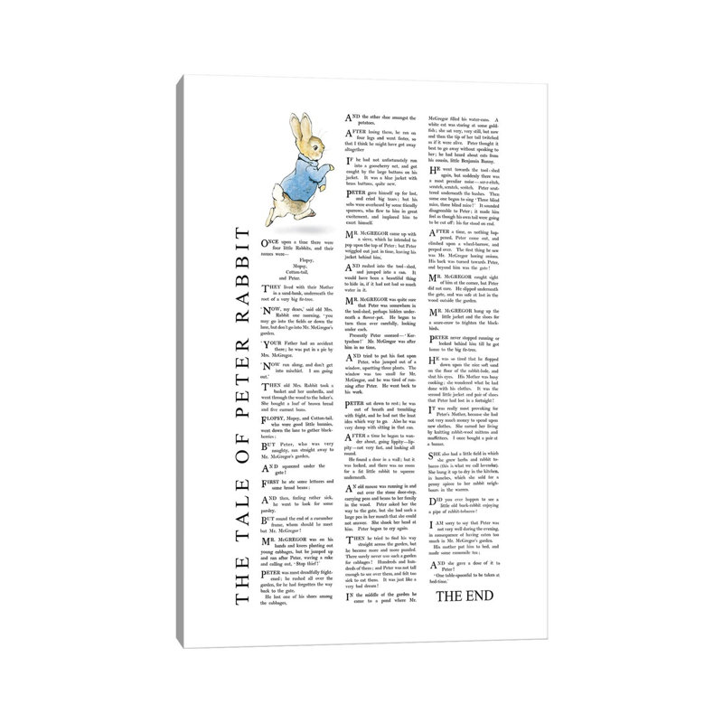 Peter Rabbit Potter by Beatrix Potter - Wrapped Canvas Typography, 20.32 cm H x 30.48 cm W