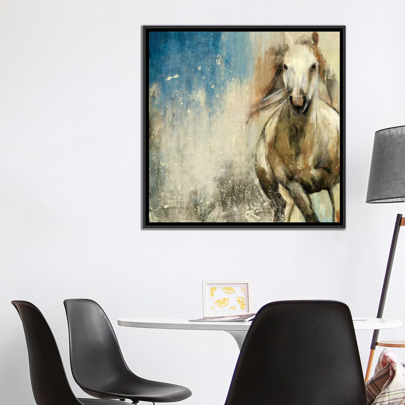 «Horses I», impression sur toile, H 18 po x l 18 po x P 1,5 po, Toile avec cadre noir, Pas de tapis