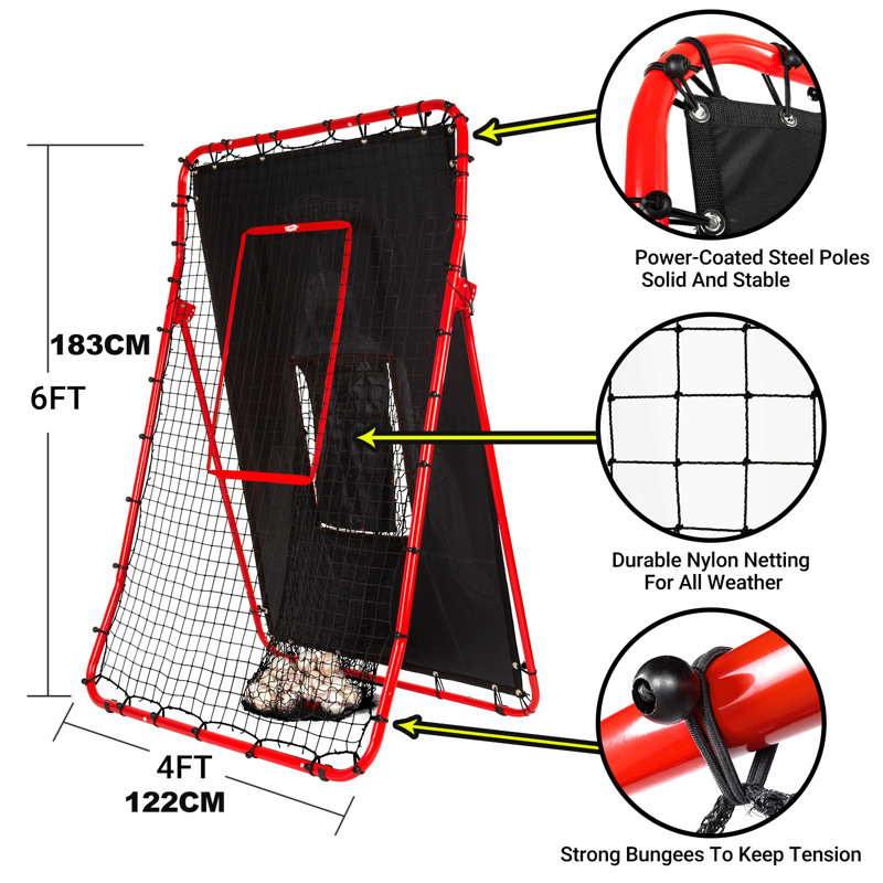 2 In-1 Baseball Rebounder And Pitching Net 9 Hole