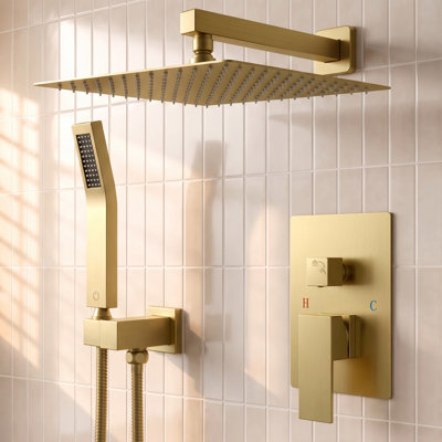 FORIOUS 10-Inch Rainfall Shower System with Handheld Spray and Pressure-Balanced Rough-In Valve, 1.8 GPM