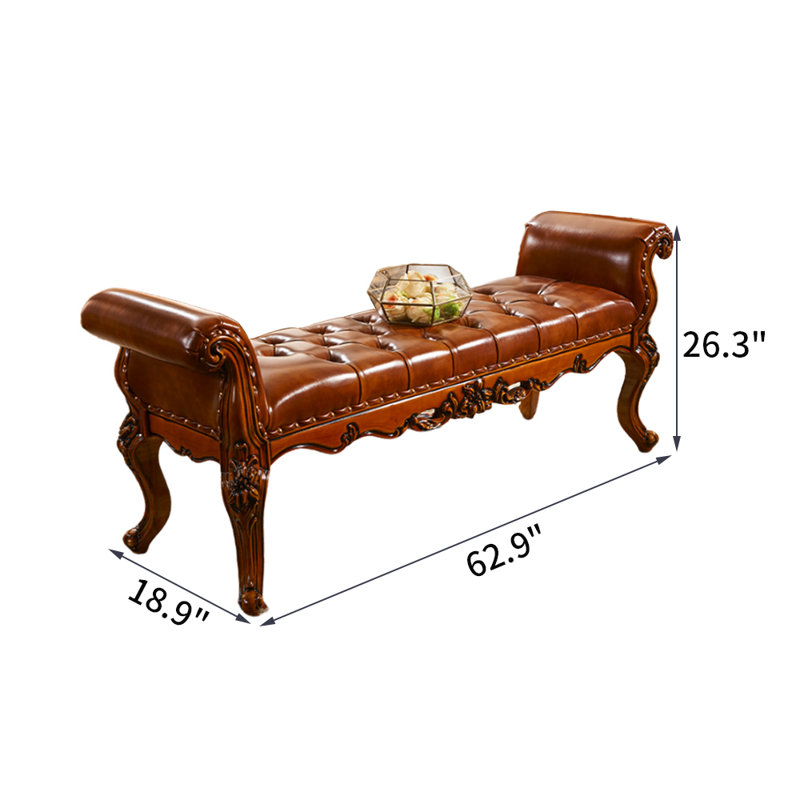 Banc rembourré en similicuir American Bed, Brun