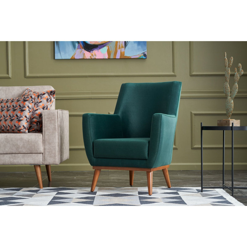 Fauteuil en velours l 29,53 po Truby, Vert